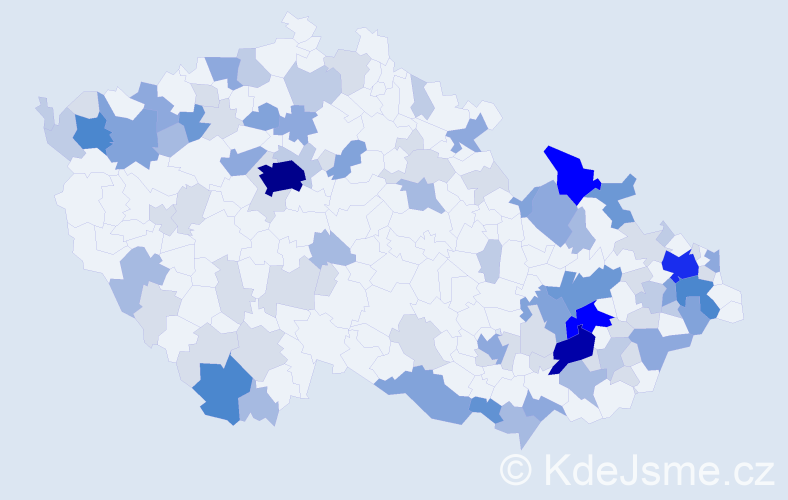 Příjmení: 'Lučanová', počet výskytů 300 v celé ČR