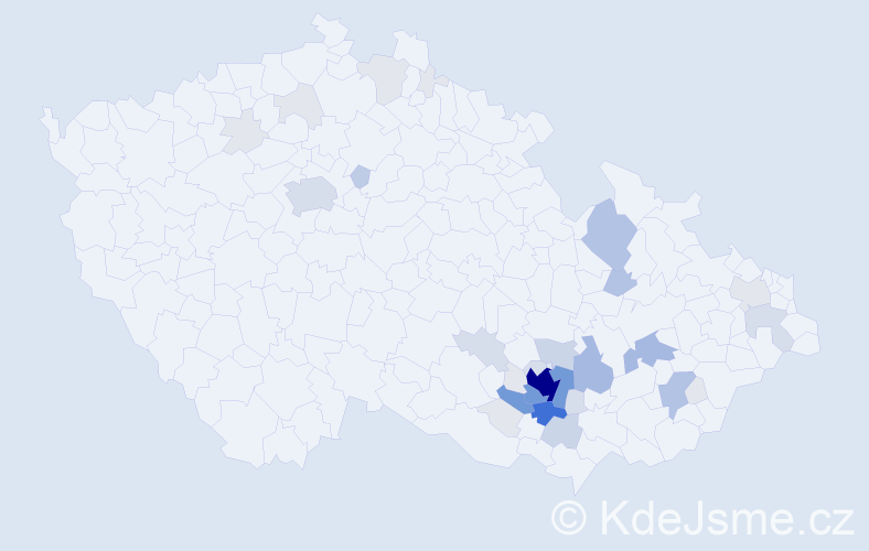 Příjmení: 'Peloušková', počet výskytů 143 v celé ČR