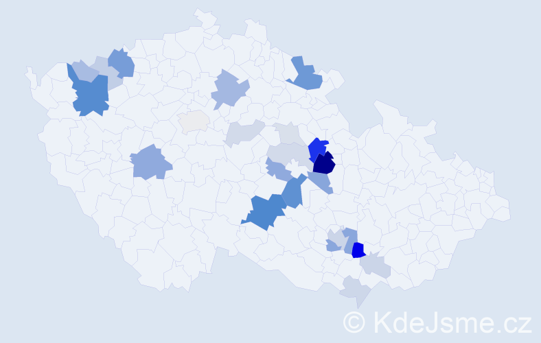 Příjmení: 'Vosmek', počet výskytů 70 v celé ČR