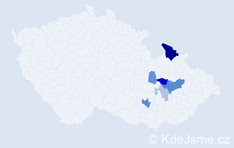 Příjmení: 'Seitlerová', počet výskytů 23 v celé ČR