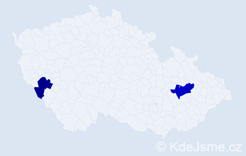 Příjmení: 'Trešo', počet výskytů 3 v celé ČR