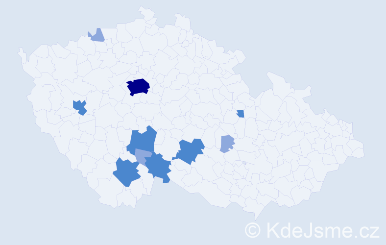 Příjmení: 'Kotnour', počet výskytů 20 v celé ČR