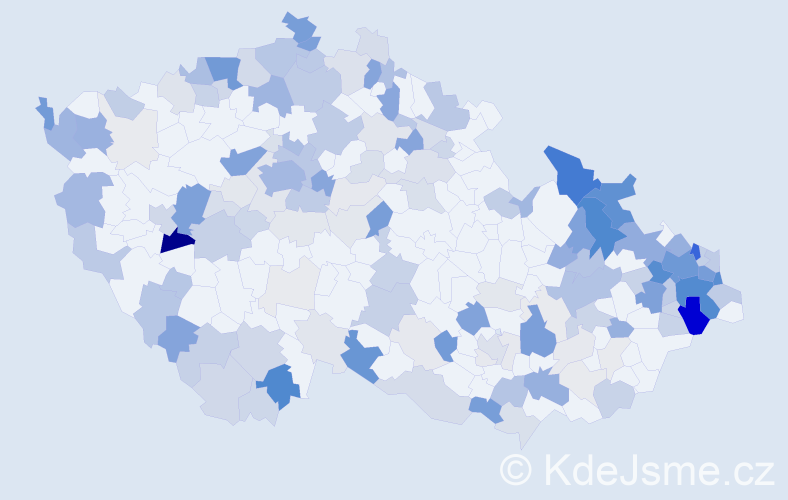 Příjmení: 'Zajac', počet výskytů 622 v celé ČR