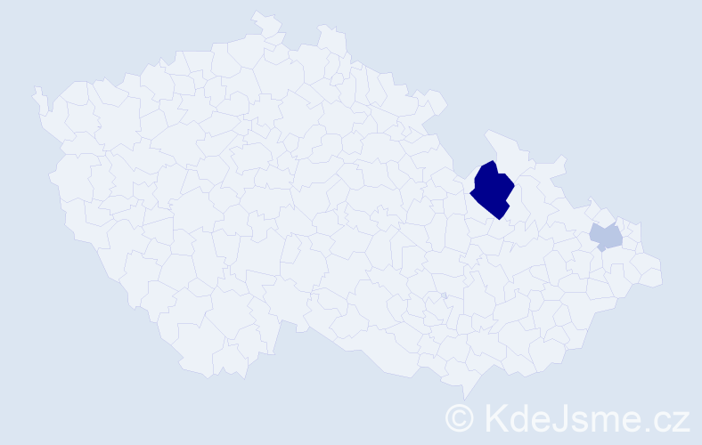 Příjmení: 'Kally', počet výskytů 4 v celé ČR