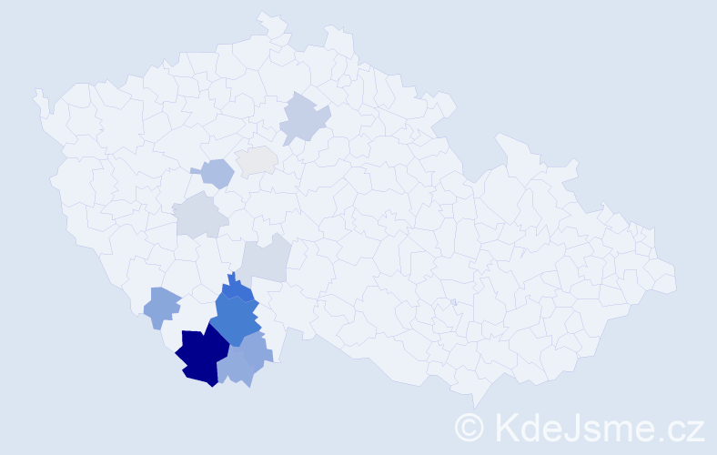 Příjmení: 'Kamlachová', počet výskytů 40 v celé ČR