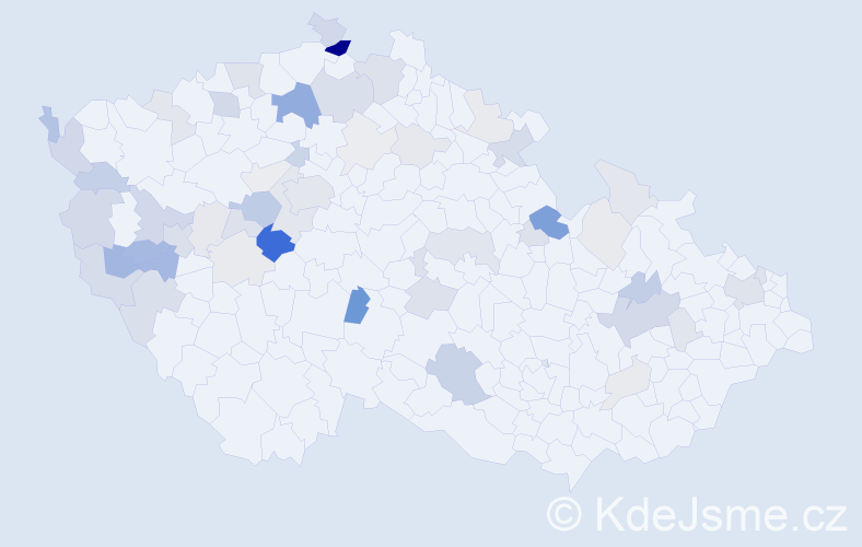 Příjmení: 'Korba', počet výskytů 159 v celé ČR