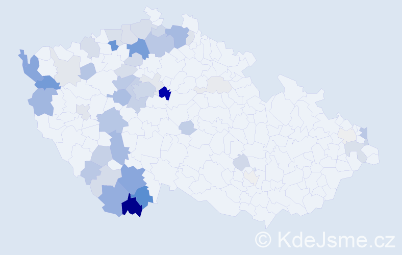 Příjmení: 'Jirkalová', počet výskytů 158 v celé ČR