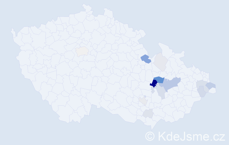 Příjmení: 'Mikmeková', počet výskytů 46 v celé ČR
