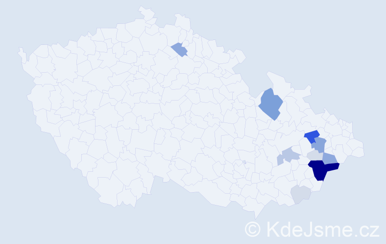 Příjmení: 'Tymrák', počet výskytů 48 v celé ČR