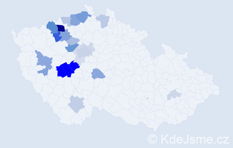 Příjmení: 'Kšanda', počet výskytů 80 v celé ČR