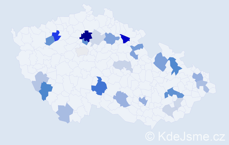 Příjmení: 'Chodúr', počet výskytů 64 v celé ČR