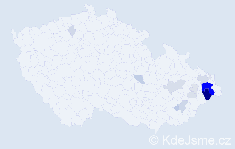 Příjmení: 'Cviček', počet výskytů 67 v celé ČR