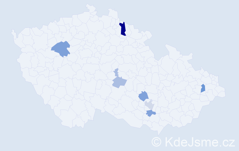 Příjmení: 'Pongrácová', počet výskytů 12 v celé ČR