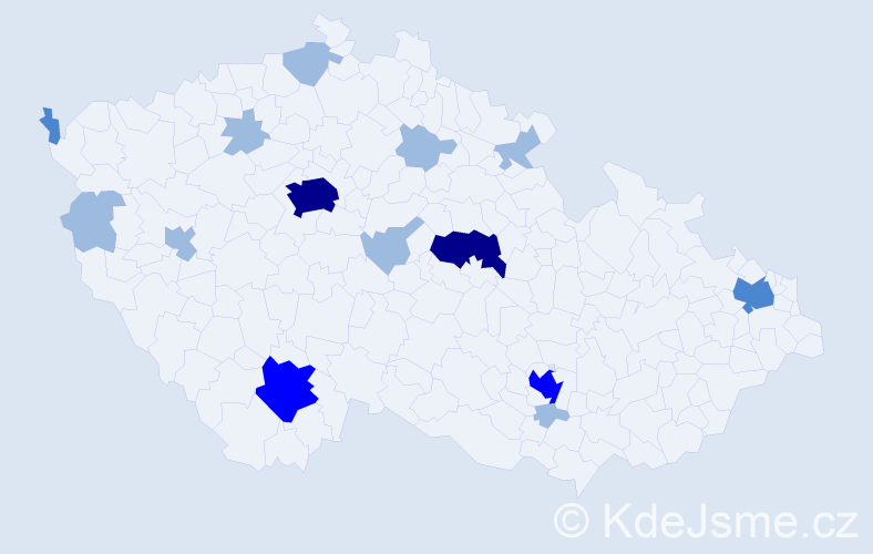 Příjmení: 'Ninh', počet výskytů 26 v celé ČR