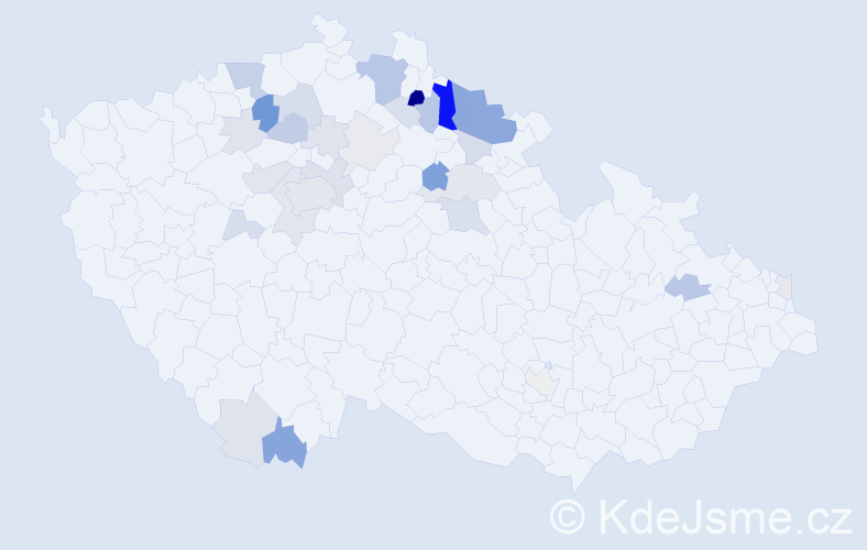 Příjmení: 'Udatný', počet výskytů 95 v celé ČR