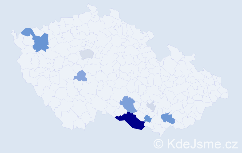 Příjmení: 'Čopfová', počet výskytů 43 v celé ČR