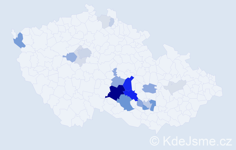 Příjmení: 'Vostálová', počet výskytů 65 v celé ČR