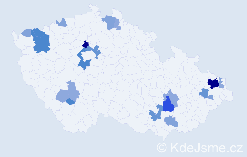 Příjmení: 'Topor', počet výskytů 67 v celé ČR