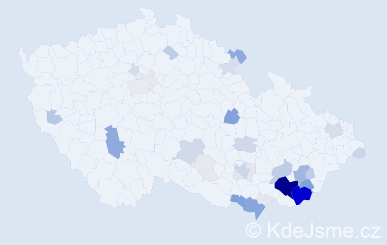 Příjmení: 'Podškubková', počet výskytů 151 v celé ČR