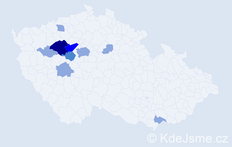 Příjmení: 'Bechner', počet výskytů 19 v celé ČR
