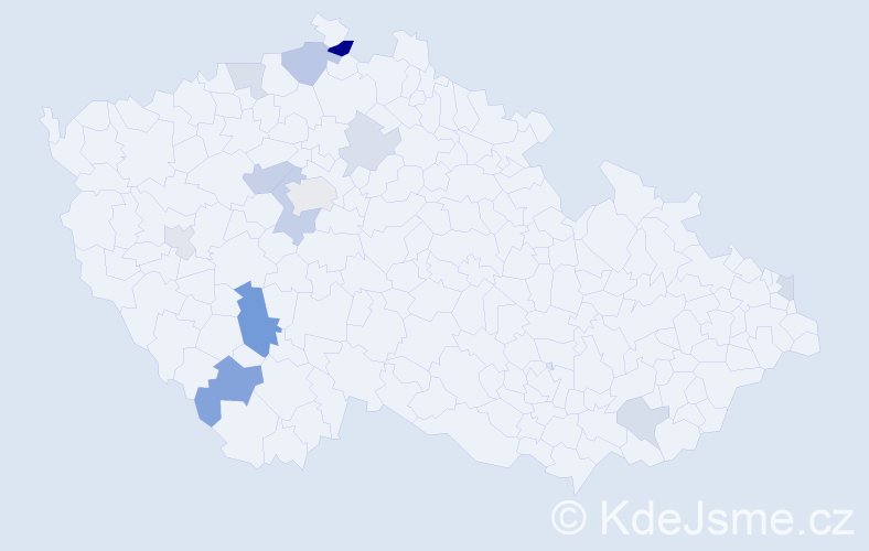 Příjmení: 'Rebetová', počet výskytů 25 v celé ČR