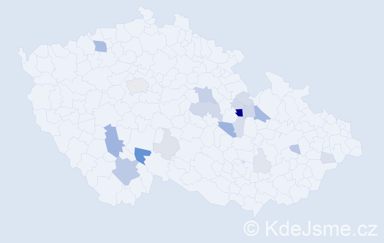 Příjmení: 'Vejdová', počet výskytů 61 v celé ČR