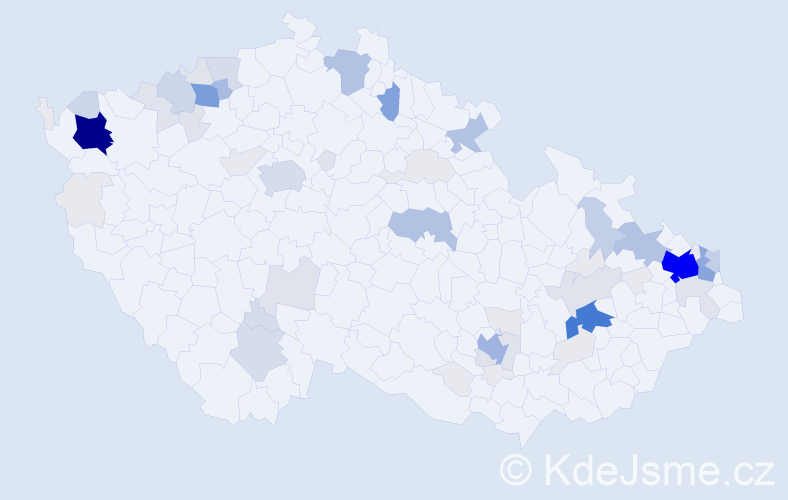 Příjmení: 'Klempár', počet výskytů 284 v celé ČR