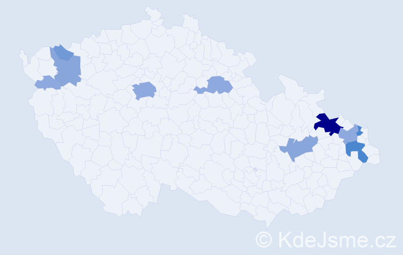 Příjmení: 'Sklepek', počet výskytů 29 v celé ČR