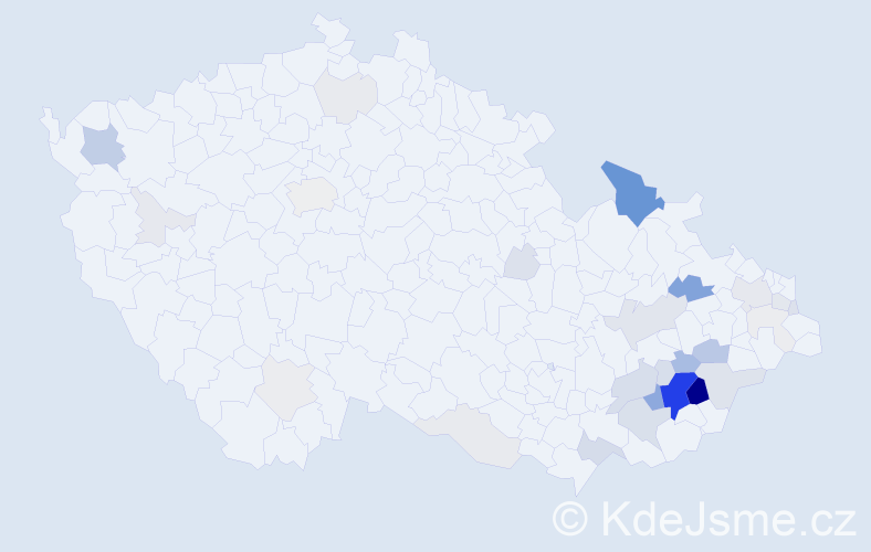 Příjmení: 'Knedla', počet výskytů 125 v celé ČR