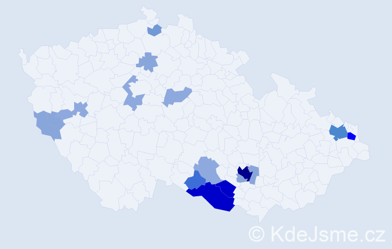 Příjmení: 'Hodečková', počet výskytů 57 v celé ČR