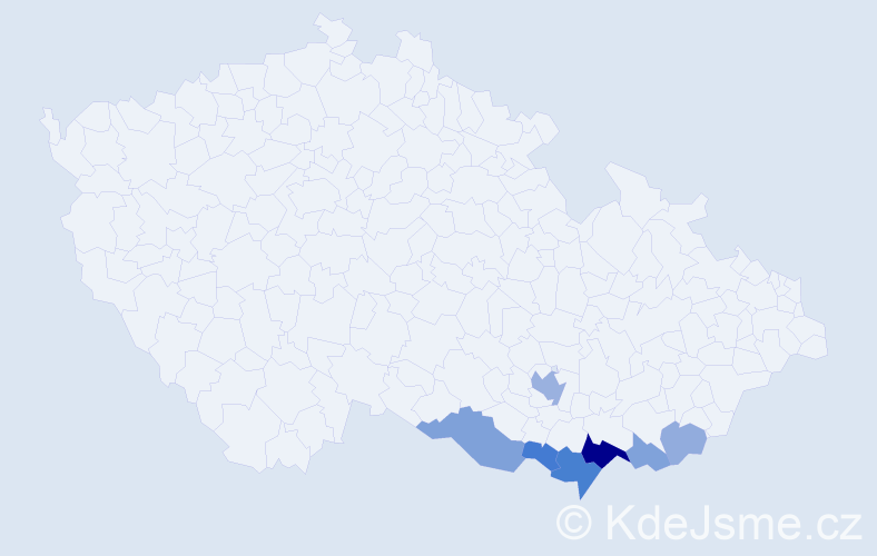Příjmení: 'Plundrák', počet výskytů 18 v celé ČR