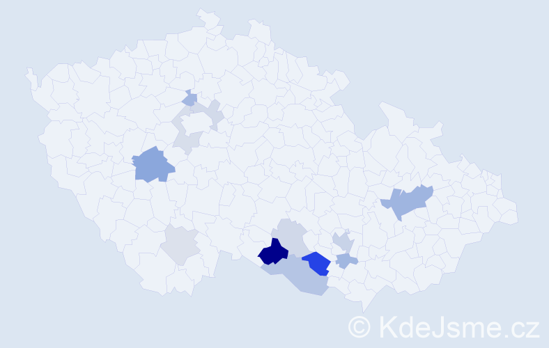 Příjmení: 'Pitauerová', počet výskytů 27 v celé ČR