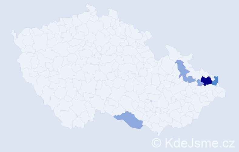 Příjmení: 'Moskálová', počet výskytů 16 v celé ČR