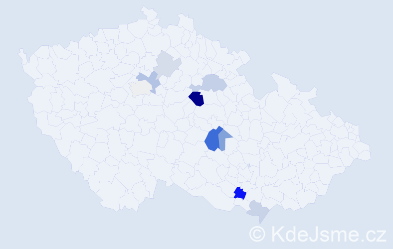 Příjmení: 'Pitka', počet výskytů 20 v celé ČR
