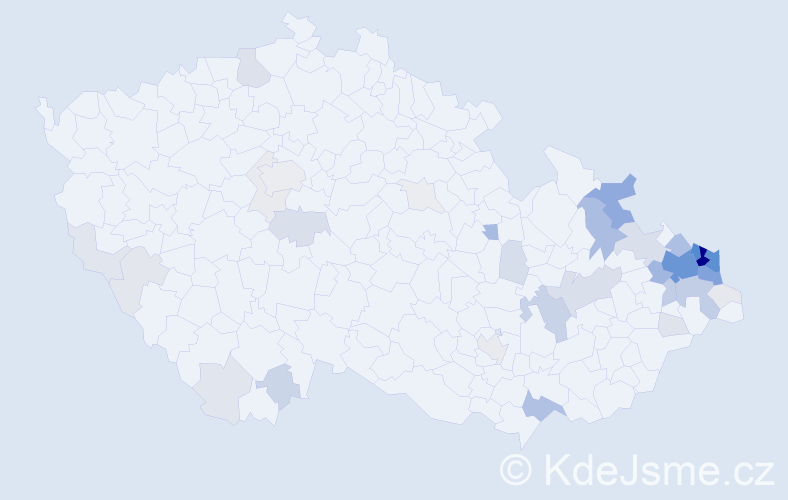 Příjmení: 'Kempný', počet výskytů 206 v celé ČR