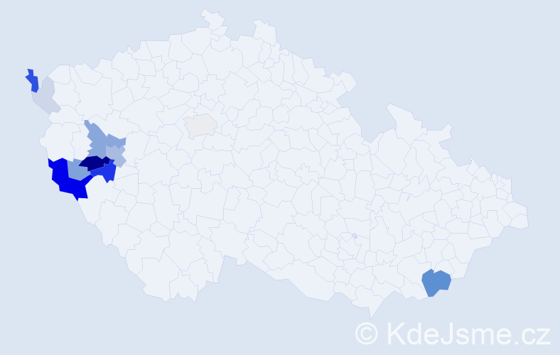 Příjmení: 'Bohmannová', počet výskytů 40 v celé ČR