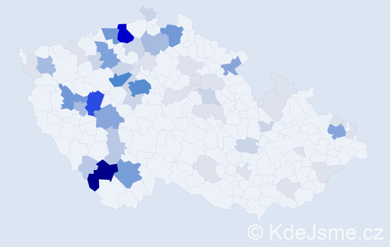 Příjmení: 'Bihary', počet výskytů 218 v celé ČR