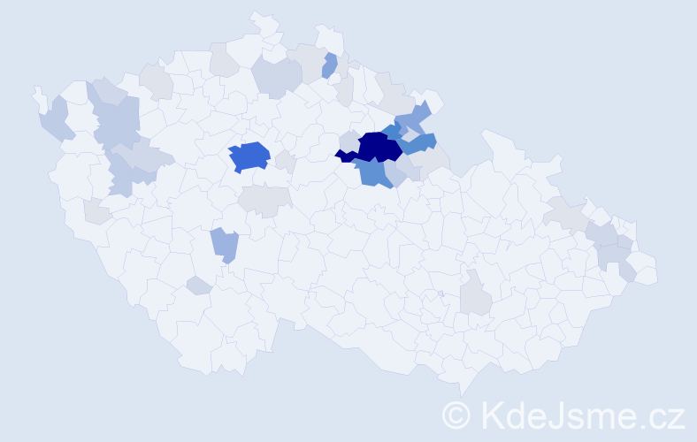 Příjmení: 'Pultar', počet výskytů 150 v celé ČR