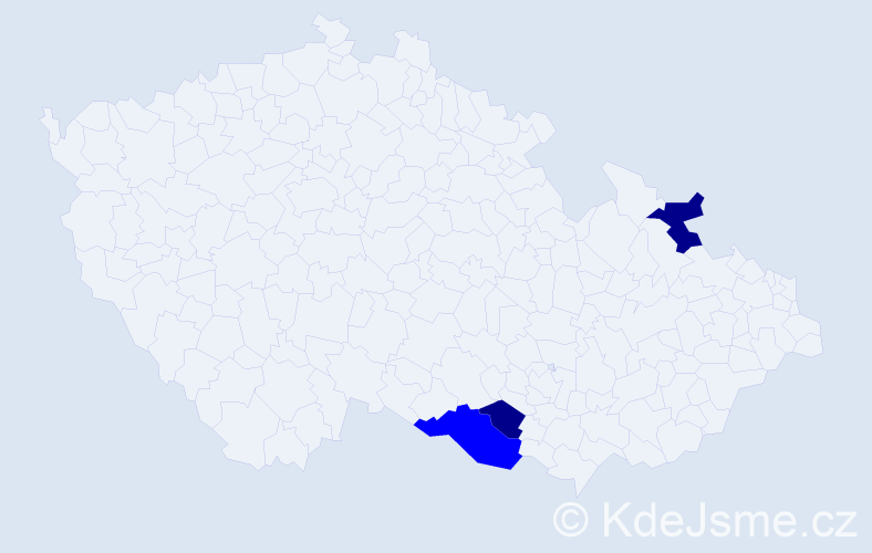 Příjmení: 'Hitlová', počet výskytů 5 v celé ČR
