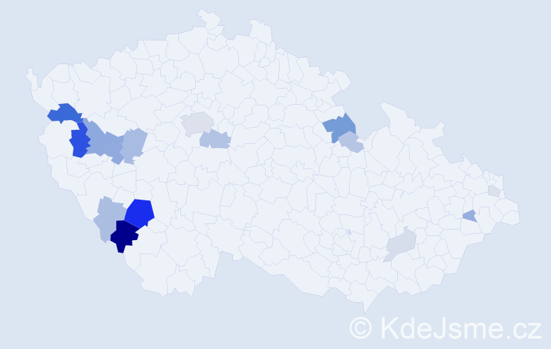 Příjmení: 'Kouřim', počet výskytů 51 v celé ČR