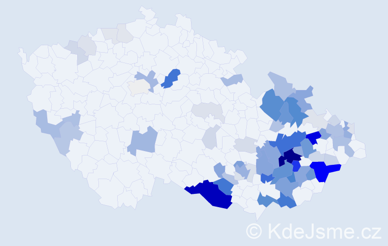 Příjmení: 'Bartoník', počet výskytů 267 v celé ČR