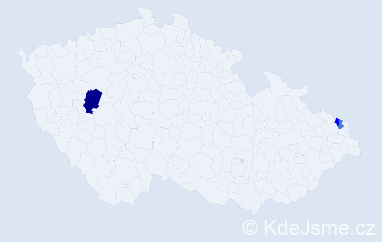 Příjmení: 'Jeziak', počet výskytů 8 v celé ČR