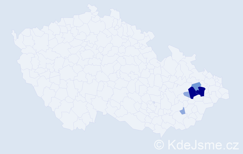 Příjmení: 'Prokl', počet výskytů 16 v celé ČR