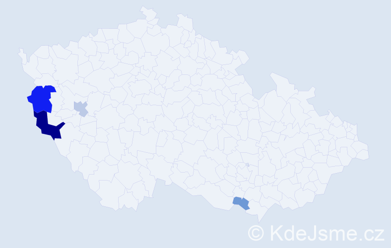 Příjmení: 'Paitlová', počet výskytů 13 v celé ČR