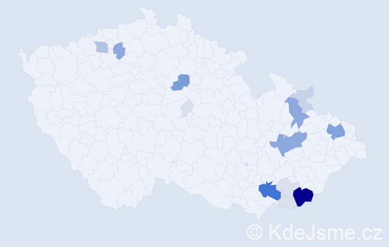 Příjmení: 'Čubík', počet výskytů 73 v celé ČR