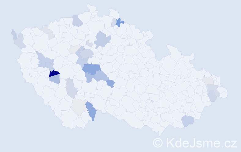 Příjmení: 'Cigler', počet výskytů 102 v celé ČR