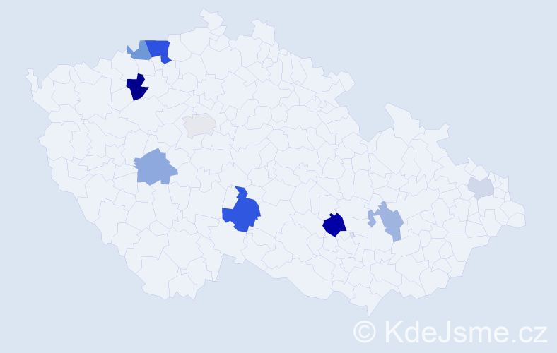 Příjmení: 'Hindra', počet výskytů 15 v celé ČR