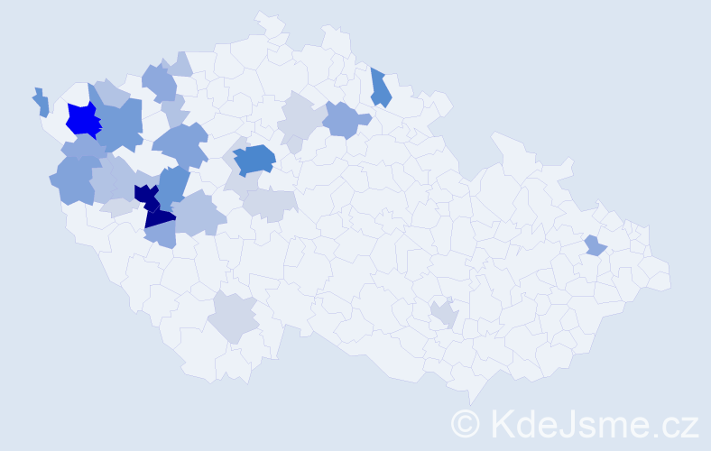 Příjmení: 'Šneberk', počet výskytů 119 v celé ČR