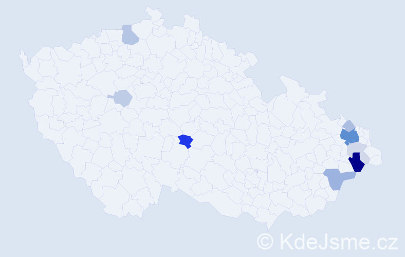 Příjmení: 'Pavlán', počet výskytů 28 v celé ČR