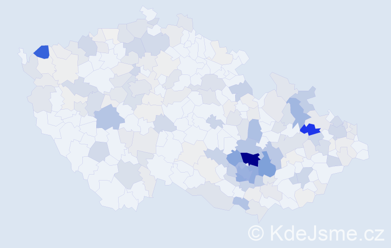 Příjmení: 'Kala', počet výskytů 890 v celé ČR